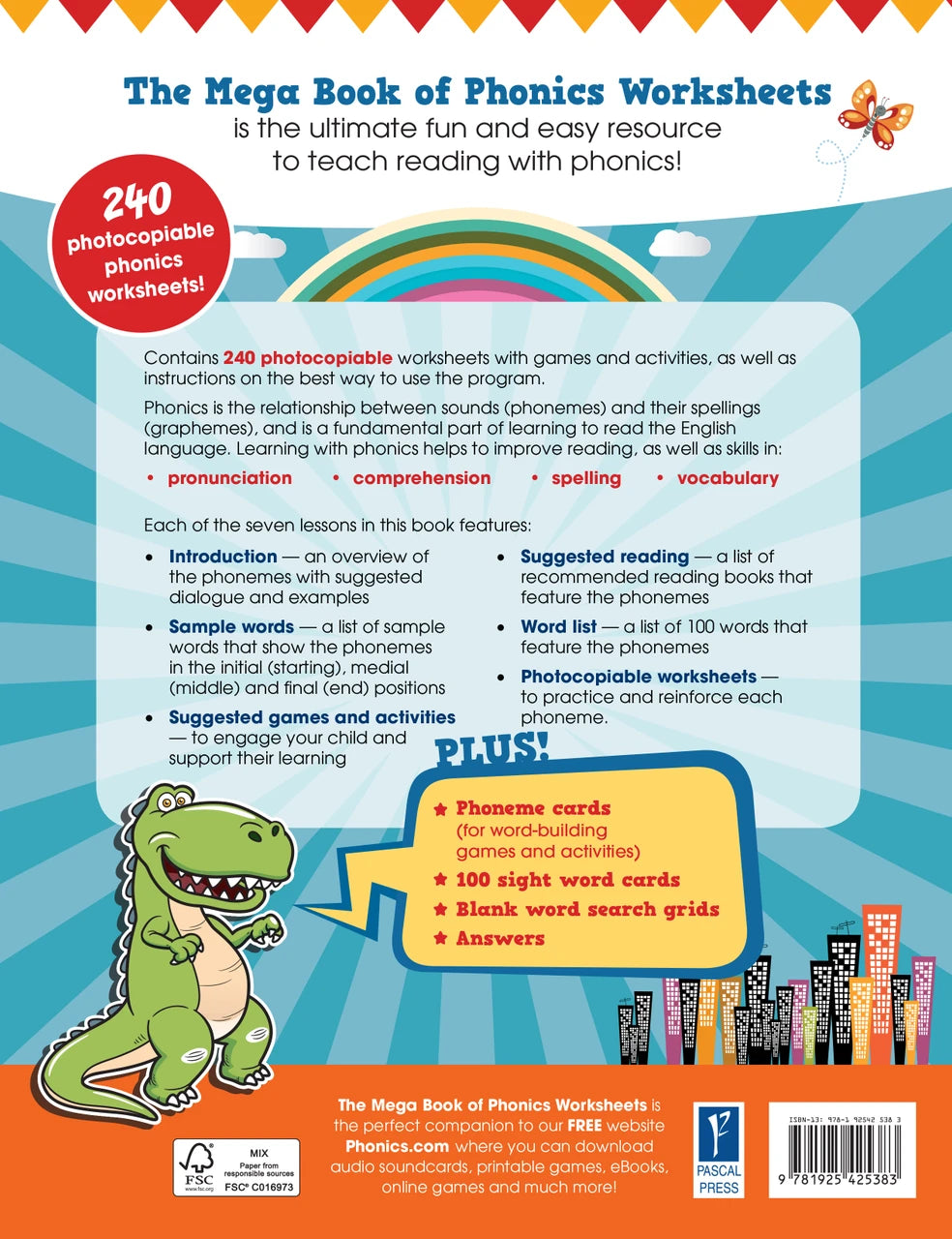 Sample photocopiable worksheet page from The Mega Book of Phonics Worksheets as shown in the publisher gallery