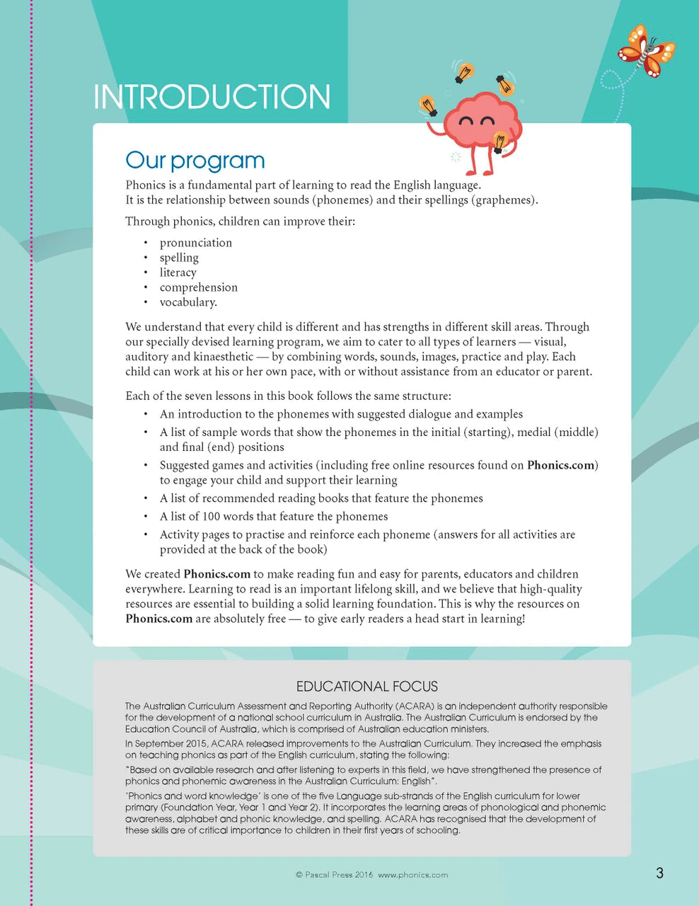 Preview page from The Mega Book of Phonics Worksheets as shown in the Pascal Press publisher gallery