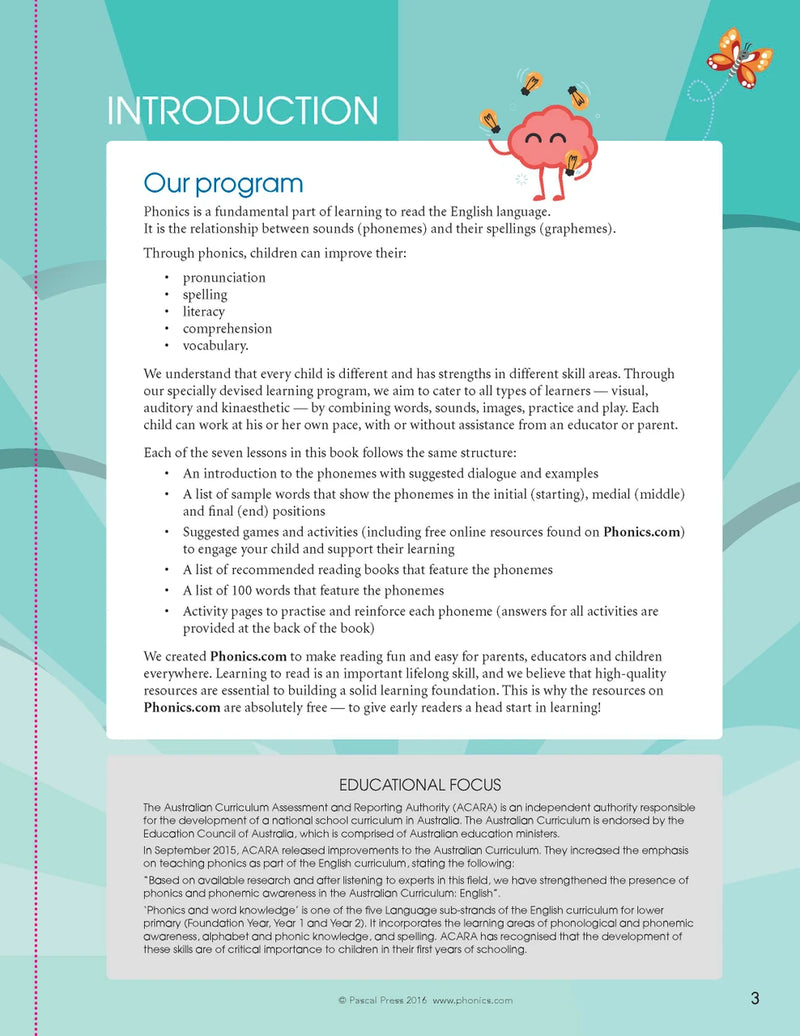 Preview page from The Mega Book of Phonics Worksheets as shown in the Pascal Press publisher gallery