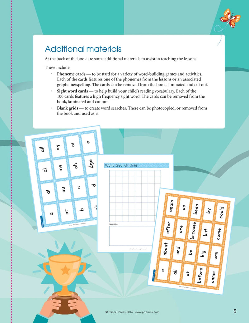 Preview page from The Mega Book of Phonics Worksheets as shown in the Pascal Press publisher gallery
