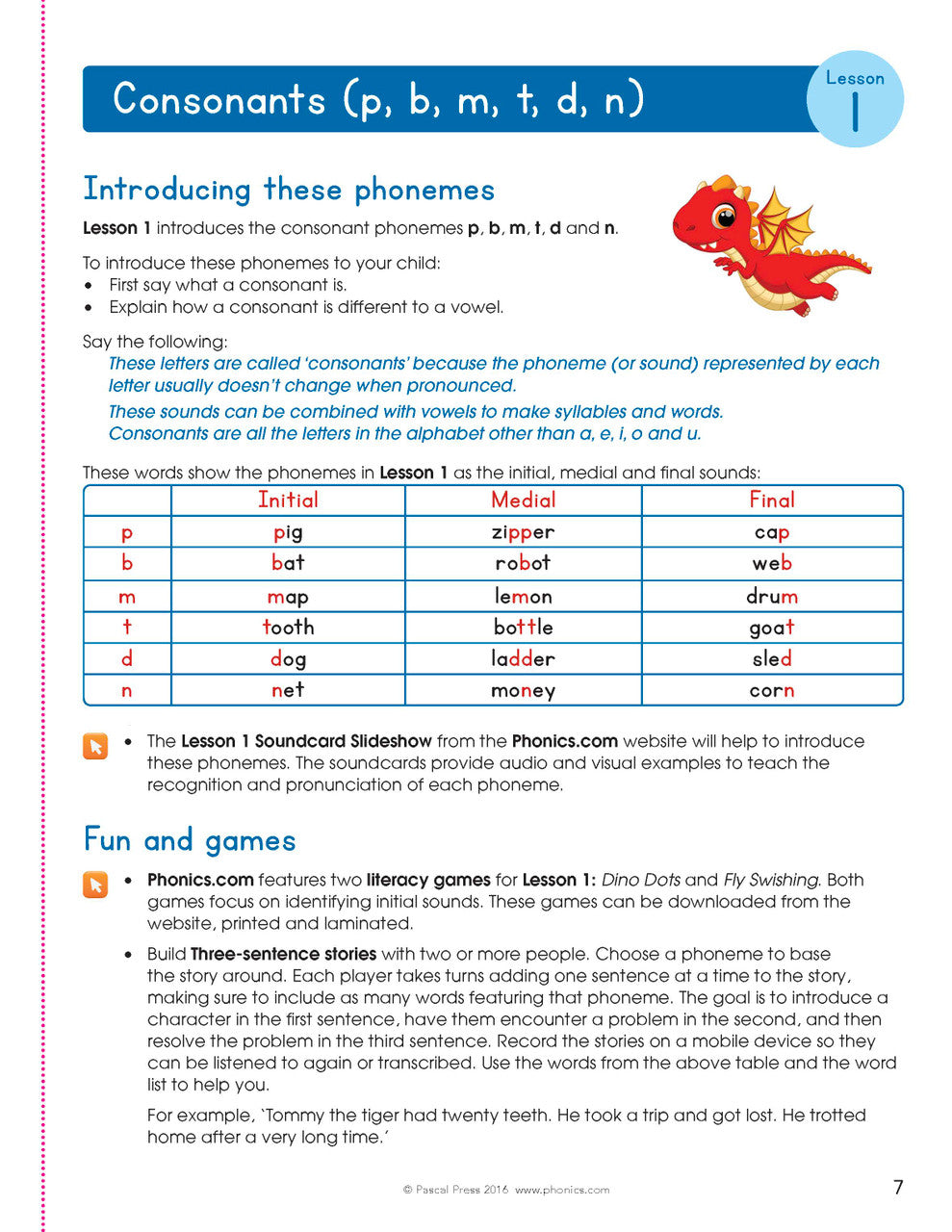Preview page from The Mega Book of Phonics Worksheets as shown in the Pascal Press publisher gallery