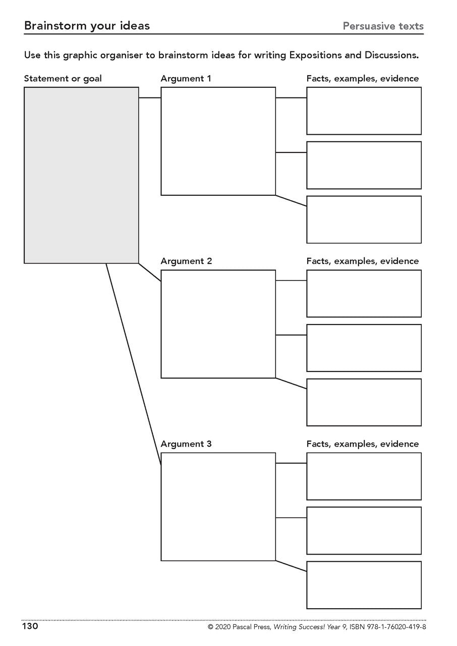 Sample interior page from the Writing Success Year 9 Workbook as shown in the Pascal Press product gallery