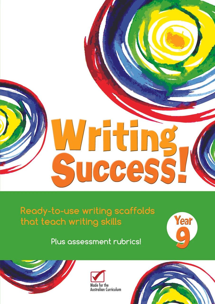 Front cover of the Writing Success Year 9 Workbook from Pascal Press, shown as the main product image
