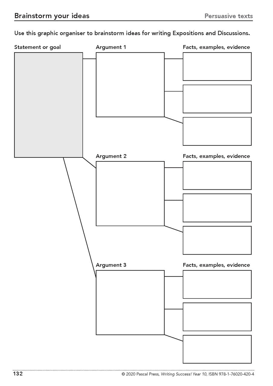 Sample interior page from the Writing Success Year 10 Workbook as shown in the Pascal Press product gallery