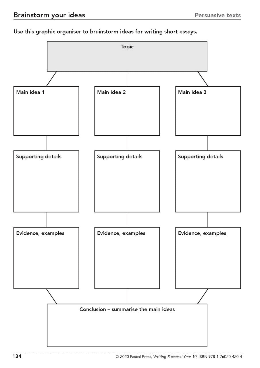 Sample interior page from the Writing Success Year 10 Workbook as shown in the Pascal Press product gallery