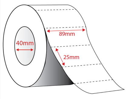 Bala Non-Adhesive Direct Thermal Tags 89 x 25mm Core 40mm Perforated White Roll of 1000