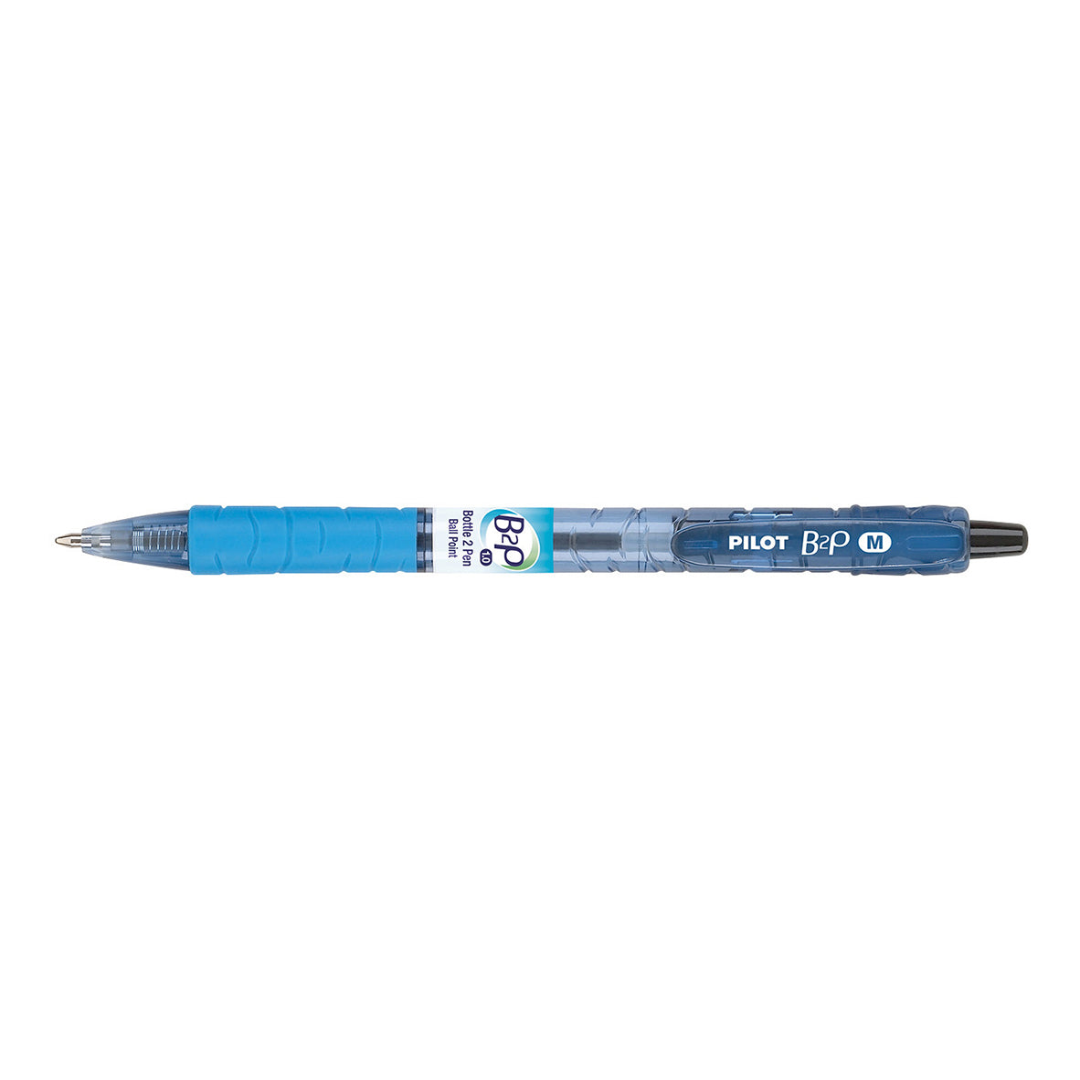 Pilot BegreeN B2P Grip retractable ballpoint pen, medium 1.0mm, black, a recycled-bottle-barrel ballpoint with a rubber grip shown on a white background, box of 12.