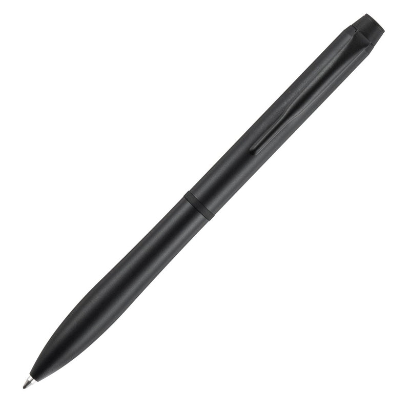 Pilot Eterlink retractable ballpoint pen, black barrel with black trim, a premium metal ballpoint shown at a three-quarter angle on a white background.