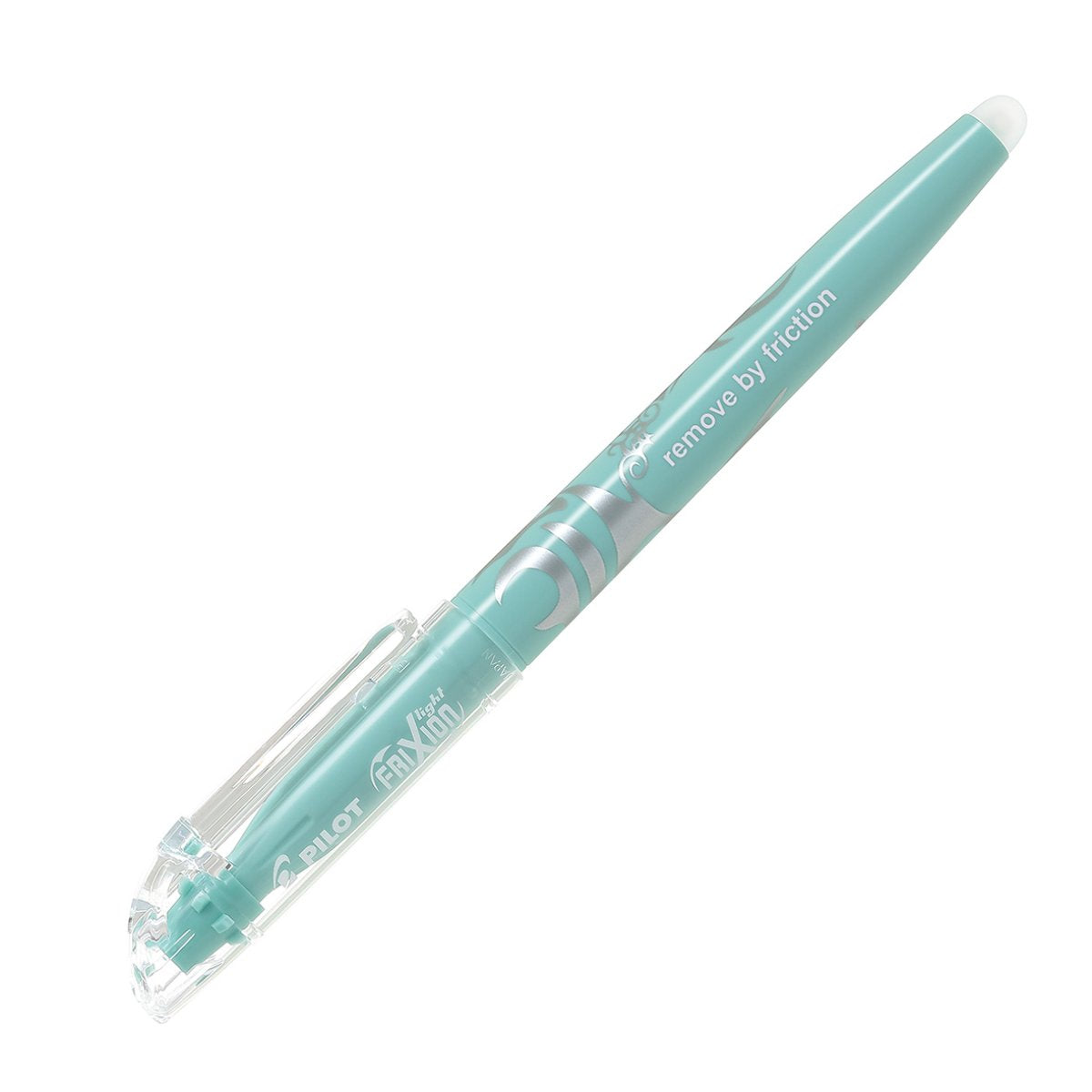 Pilot FriXion Light Soft erasable highlighter, soft green, a pastel highlighter with a clear cap shown on a white background, box of 10.