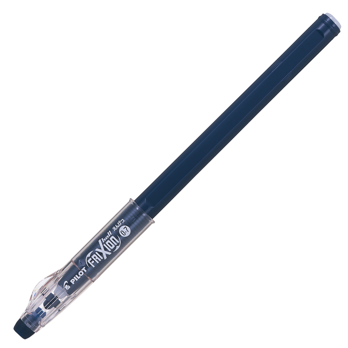 Pilot FriXion Stick erasable gel pen, fine 0.7mm, blue-black, a capped erasable gel ink pen shown on a white background, box of 12.