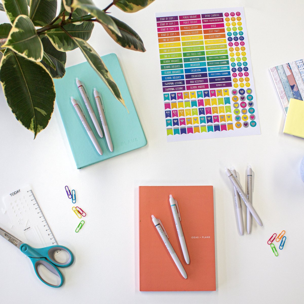 Pilot FriXion Waai gel pens used to write and colour-code entries in a weekly planner.