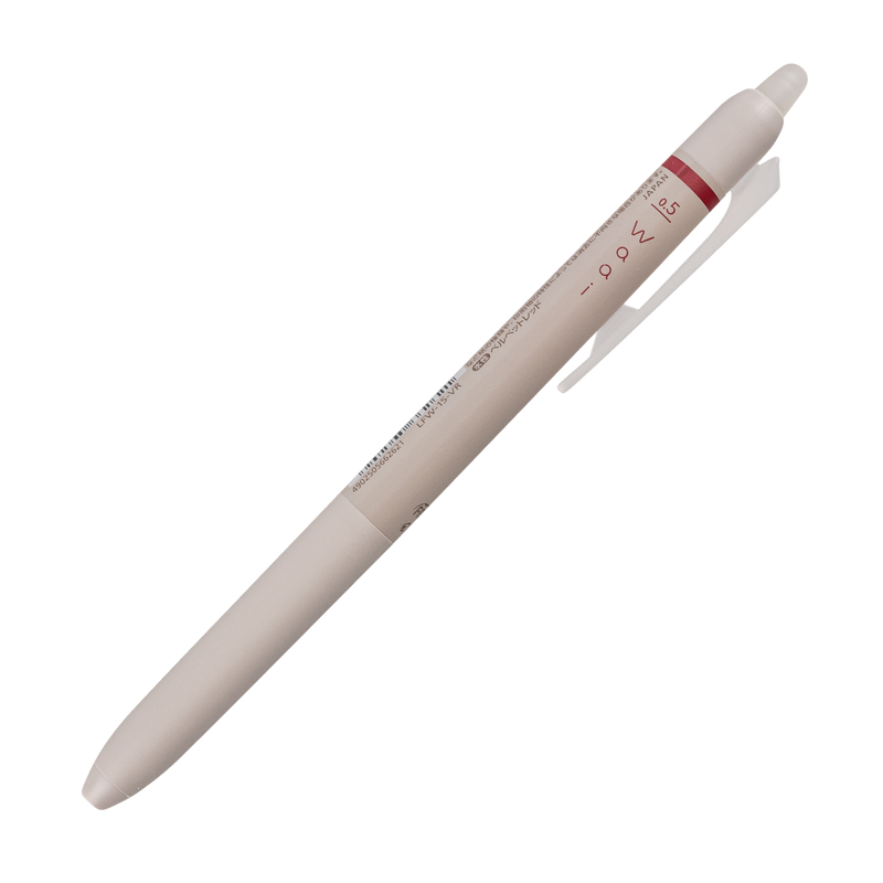 Pilot FriXion Waai erasable retractable gel pen, extra fine 0.5mm, velvet red, a compact clicker gel pen shown with the tip retracted on a white background, box of 10.