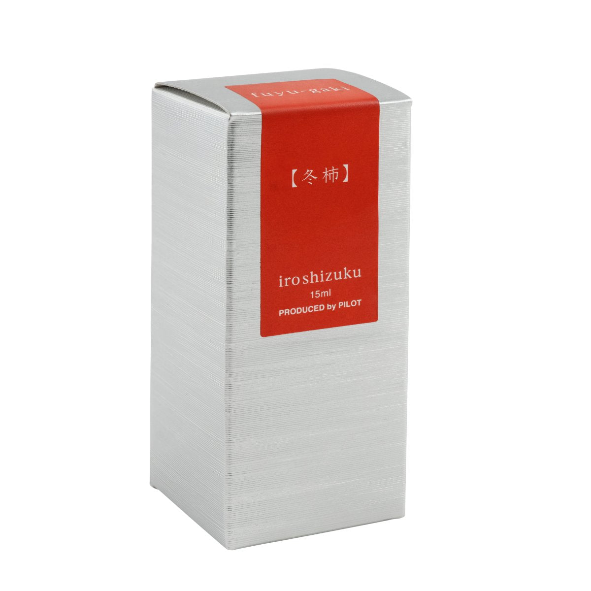 Printed presentation box for Pilot Iroshizuku 15ml Winter Persimmon Ink (Fuyu-gaki) fountain pen ink, showing the Iroshizuku branding and colour name.