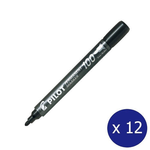 Pilot SCA-100 Permanent Marker Bullet Fine Black Box of 12 - image 1