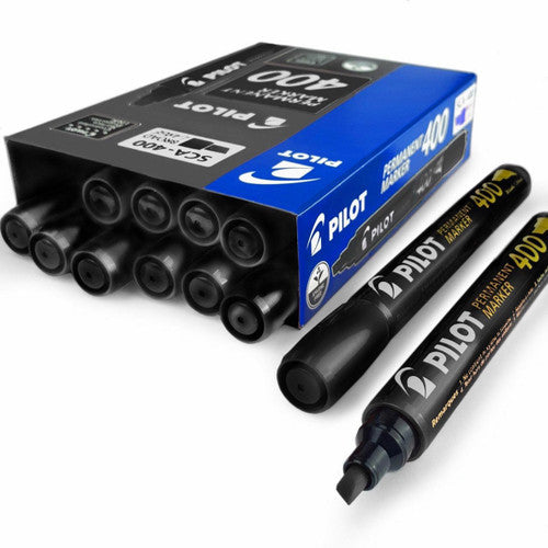 Pilot SCA-400 Permanent Marker Chisel Broad Black Box of 12 - image 1
