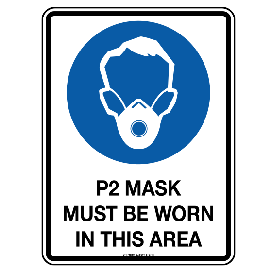 Poly P2 Mask Required sign 30 x 22.5cm polypropylene workplace safety signage for areas requiring P2 respiratory protection