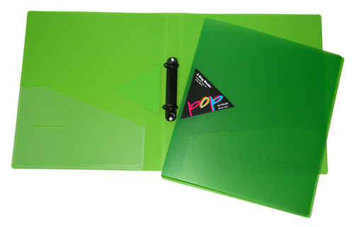 Pop A4 20 Ring Binder Translucent Lime