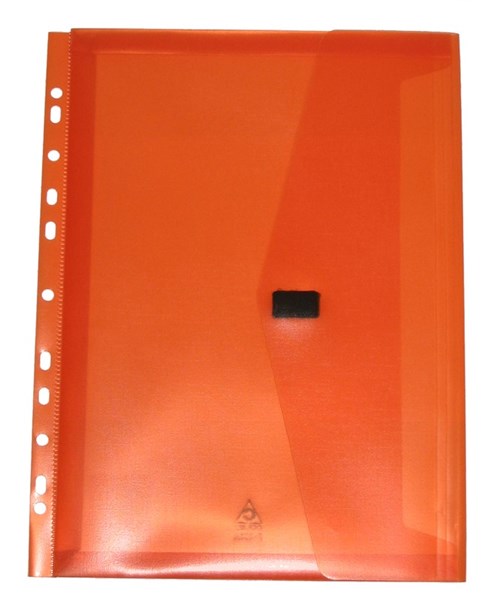 Pop A4 Polywally Wallet with Filing Strip, Orange. Document Wallet from Pop, shown on a plain white background.