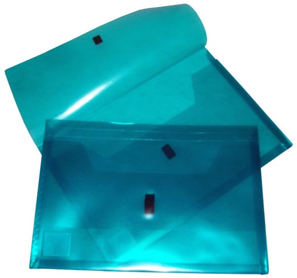 Pop Foolscap Polywally Wallet, Blue. Document Wallet from Pop, shown on a plain white background.