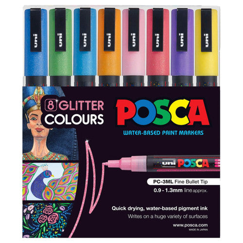 Posca PC-3M Glitter Paint Marker Fine Bullet Assorted Wallet of 8 - image 1