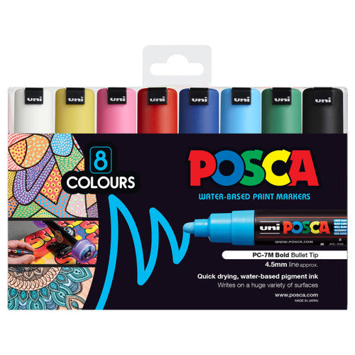 Posca PC-7M Paint Marker Bullet Bold Assorted Wallet of 8 - image 1