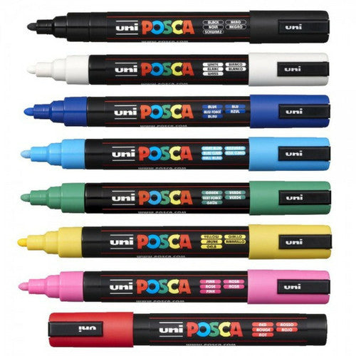 Posca PC-5M Paint Marker Pen Bullet Medium Assorted Wallet of 8