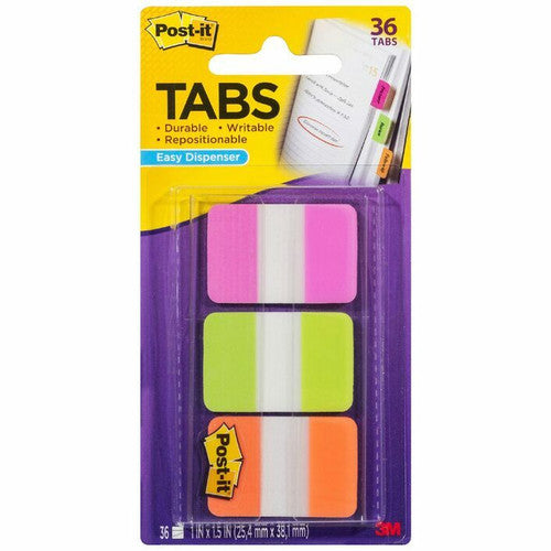 Post-it Durable Tabs 686-PGOT pink green orange 25 x 38mm 36 writeable repositionable tabs in on-the-go etui dispenser for notebook and planner organisation