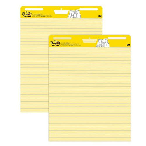 Post-it Yellow Lined Easel Pads 561 635 x 762mm pack of 2 pads 30 canary yellow lined super-sticky bleed-resistant sheets with carry handle and universal easel slots