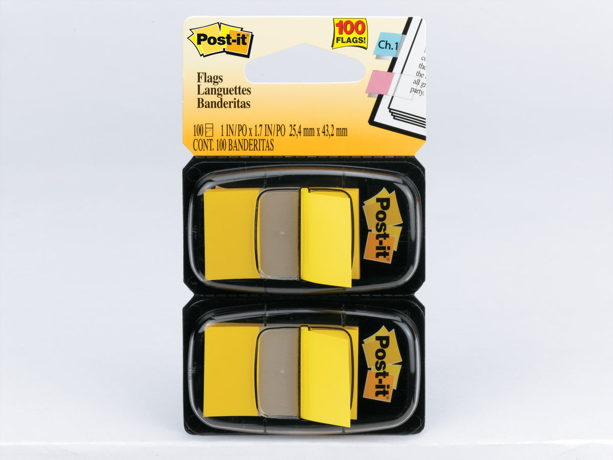 Landscape 3M photo of the 680-YW2 card showing two dispensers of yellow flags against a pale grey background
