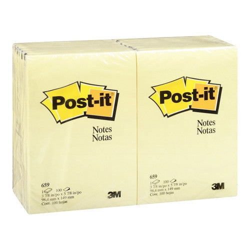 Post-it Notes 659 canary yellow 101 x 152mm large format sticky notes pack of 12 pads 100 sheets each for detailed reminders and project planning