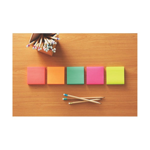 Five square Cape Town colour notes in a row on a wooden desk with pencils, shown for colour reference