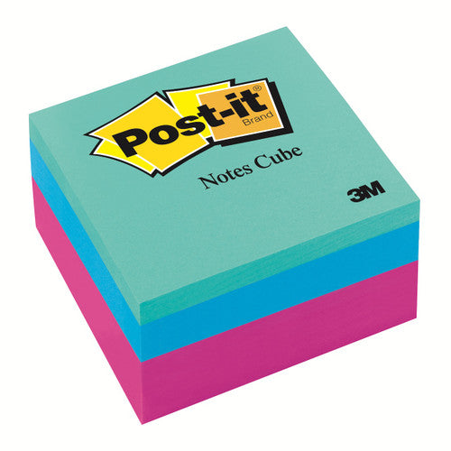 Post-it Notes Cube 2027-RCR assorted bright 76 x 76mm 400-sheet compact desk cube with repositionable sticky notes in multiple colours