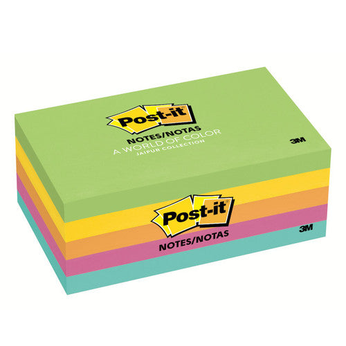 Post-it Notes Jaipur 655-5UC 76 x 127mm pack of 5 pads 100 sheets each in warm Jaipur collection colours for wide-format desk reminders and planning notes