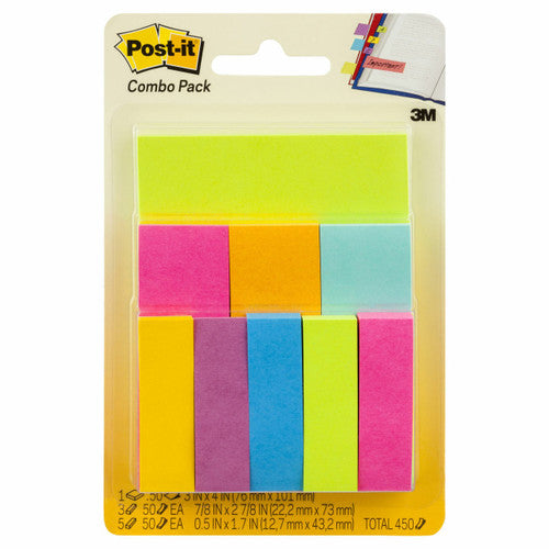 Post-it Page Markers Combo Pack 670-COMBO assorted sizes and colours 450 markers total recyclable paper for comprehensive page marking across multiple documents