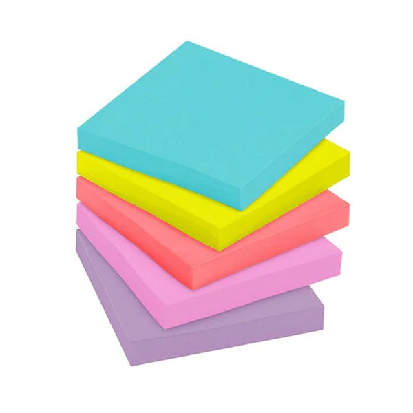 Post-it Super Sticky Miami 654-5SSMIA packaging detail showing 5-pad count and Miami collection branding
