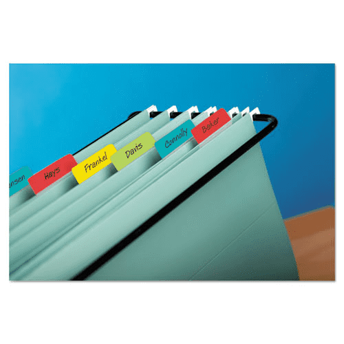 Post-it Durable Angled Tabs 686A-ALYR packaging showing 24-tab content in aqua lime yellow and red