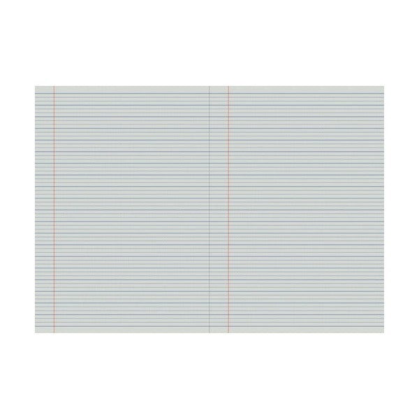 Open Protext 9mm dotted thirds exercise book with finely spaced lines across both pages and a red margin down each side