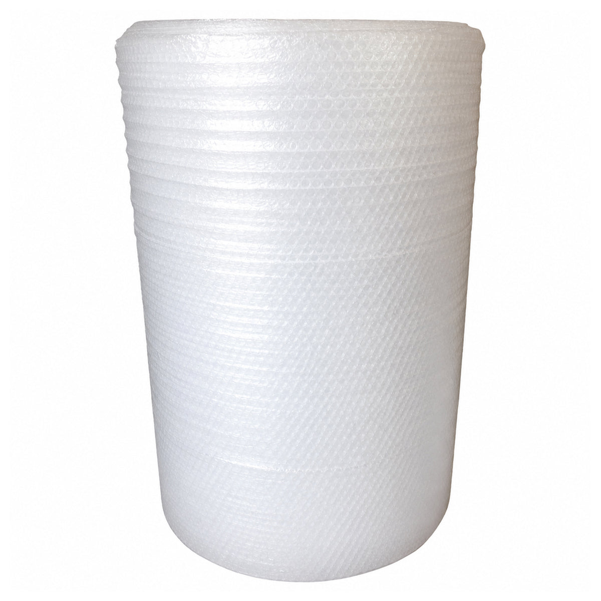 Clear Protext heavy duty industrial bubble wrap jumbo roll presented upright against a clean white background. The isolated product image clearly displays the substantial roll size, transparent cushioning material and continuous construction, representing the 1500 mm wide by 115 metre non perforated format designed for demanding packaging applications.