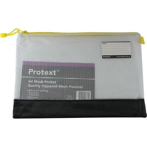 Protext Mesh Pouch A4 with Note Card Holder Assorted Zipper