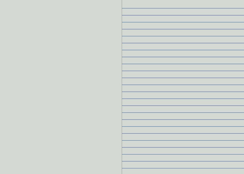 Protext botany notebook spread with a plain left page facing a right page of 10mm single blue lines