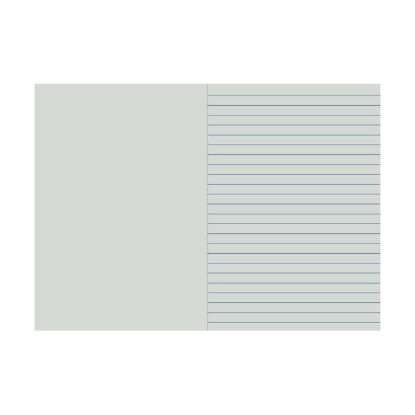 Open Protext light grey botany notebook showing blank and ruled pages side by side