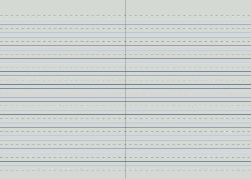 Protext 6mm double ruled with guide spread: dotted blue guide lines sit above each pair of solid lines on both pages