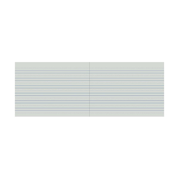 Wide open Protext lime green notebook pages showing 8mm double ruling with dotted guides