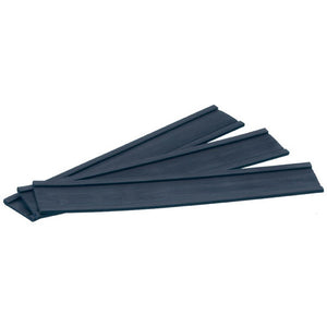 Several dark grey Quartet QTMC26 magnetic card holders fanned out, each a long holder with a raised lip along its edges. Part of the pack of 10 is shown.