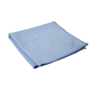 Quartet QTMFCLTHS microfibre cloth, 1 folded light blue waffle weave cloth on a white background. The pack of 2 is not shown in this photograph