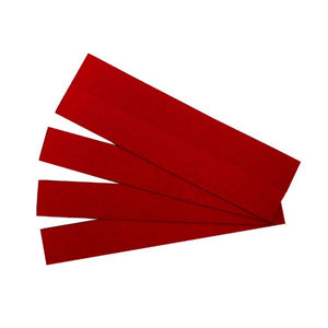 A handful of red Quartet QTMRS6 magnetic strips spread in a fan shape on a white background, not the full pack of 25.
