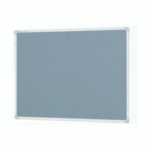 Quartet Penrite felt pinboard in Grey, a slate blue grey felt surface in an aluminium frame with grey corner caps, shown empty and landscape on a white background