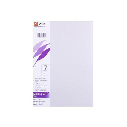 Quill Metallique Paper 120gsm A4 Moonstone Pack of 25