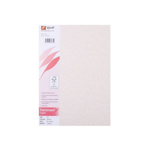 Quill Parchment Board 176gsm A4 Natural Pack of 50