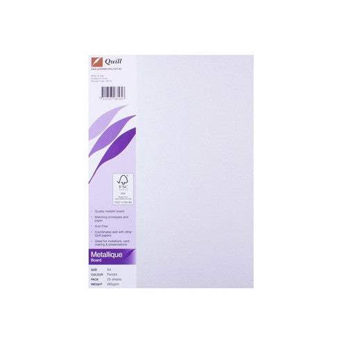 Quill Metallique Board 285gsm A4 Peridot Pack of 25